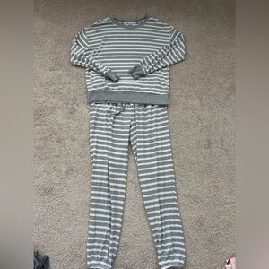 Splendid Gray and Cream Striped Pajama Set